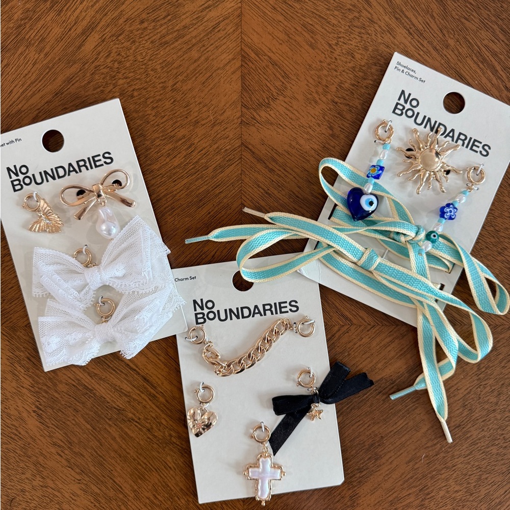 No Boundaries 3 Pack Kids Charm Set with Blue, White, Black & Gold Accents